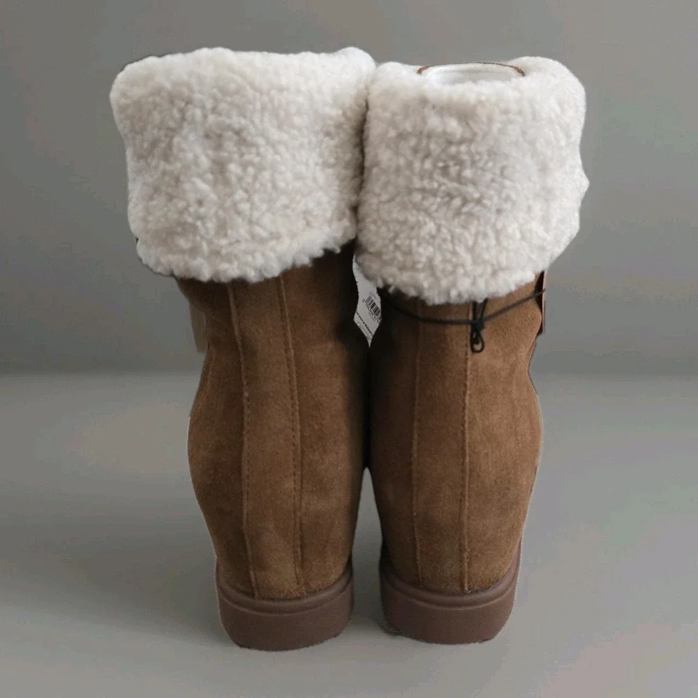 Ozark Trail Women's Wedge Waterproof Boots Sz 9 Faux Fur Cuff Front‎ Zipper Boho